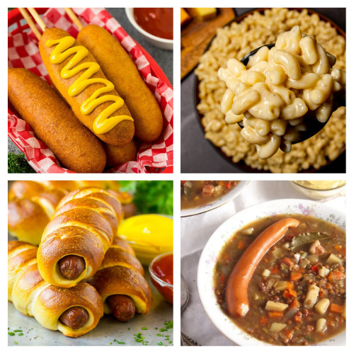 24 Tasty Recipes Using Extra Hot Dogs- Don't know what to do with the hot dogs left over from your cookout? Here are many tasty recipes using leftover hot dogs! | #recipe #hotDogs #recipeIdeas #dinnerRecipes #ACultivatedNest
