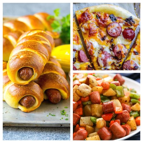 24 Tasty Recipes Using Leftover Hot Dogs- Don't know what to do with the hot dogs left over from your cookout? Here are many tasty recipes using leftover hot dogs! | #recipe #hotDogs #recipeIdeas #dinnerRecipes #ACultivatedNest