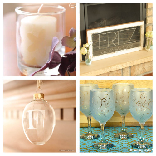 16 Fun Etched Glass Crafts- Want to try a new hobby or make some homemade gifts for your loved ones? Check these fun etched glass crafts for something new to try! | how to etch glass, #diyGifts #craft #homemadeGifts #diyProjects #ACultivatedNest