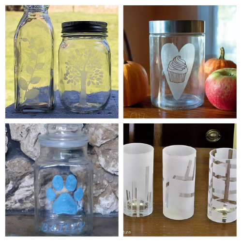 DIY Etched Mason Jar Glasses - Sometimes Homemade