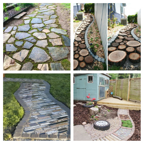 24 Beautiful DIY Walkways Ideas- Add some functional beauty to your yard with these gorgeous DIY walkway ideas. There are so many easy ways to make your own pathways! | #walkways #DIY #diyProjects #backyardDecorating #ACultivatedNest