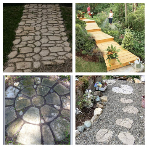 24 Beautiful DIY Pathways Ideas- Add some functional beauty to your yard with these gorgeous DIY walkway ideas. There are so many easy ways to make your own pathways! | #walkways #DIY #diyProjects #backyardDecorating #ACultivatedNest
