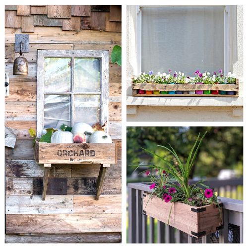 20 Cute DIY Window Box Planters- Spruce up your house with these cute DIY window box planters! Fill them with live or fake flowers to add color and flair to your home! | #diy #diyProjects #windowBox #flowers #ACultivatedNest