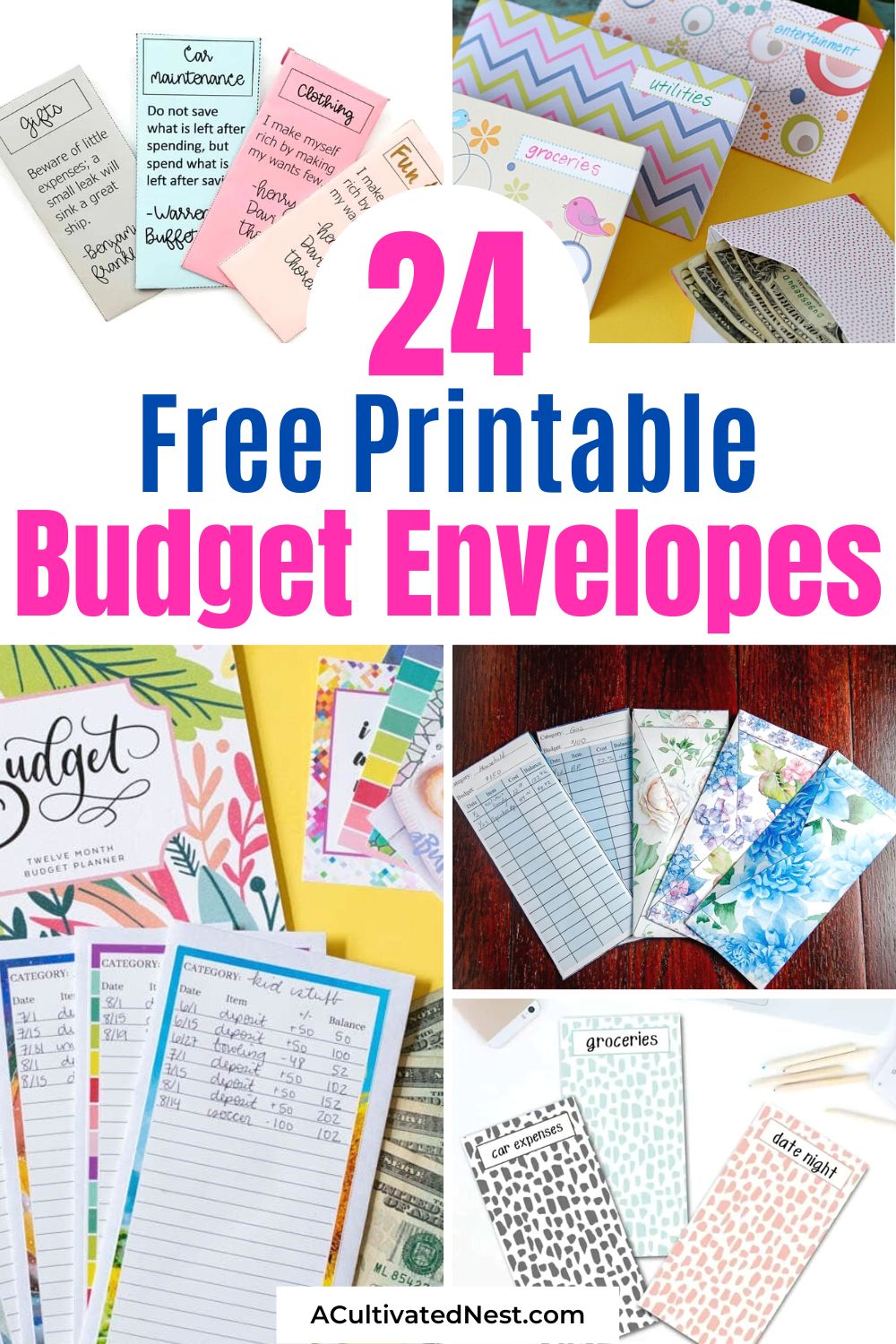 24 Free Printable Cash Envelope Templates- If you want an easy way to keep your spending under control, then you'll love these free printable cash envelope templates! The cash envelope budgeting system is so easy to set up and use! | #budget #cashEnvelopeSystem #saveMoney #freePrintables #ACultivatedNest