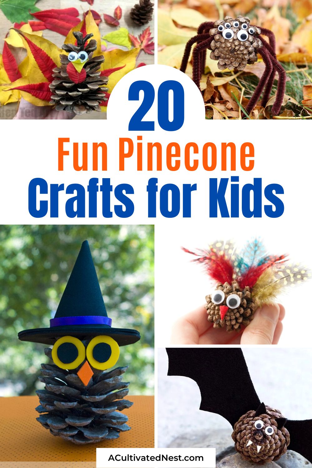 20 Fun Pinecone Crafts for Kids-Want a fun, easy, and inexpensive fall kids craft? Then you have to check out these fun pinecone crafts for kids! There are so many cute autumn crafts they can make with pinecones! | #craftsForKids #fallDIYs #kidsCrafts #pinecones #ACultivatedNest