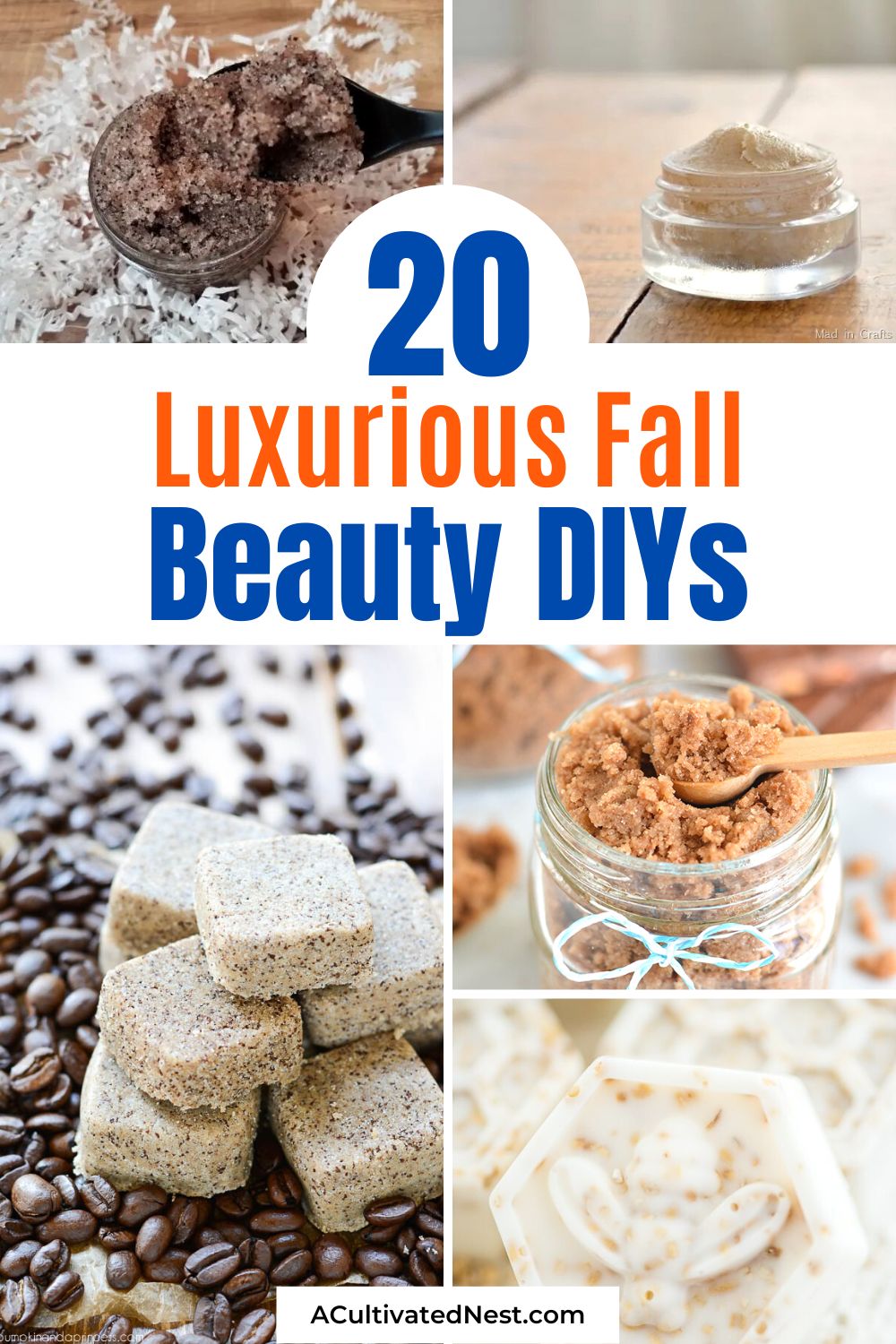 20 Luxurious Fall Beauty DIYs- The weather is cooling down, so here are some luxurious fall beauty DIYs to keep your skin feeling and looking great despite the harsh fall and winter weather! | DIY sugar scrubs, DIY body scrubs, homemade beauty products, #beautyDIY #homemadeBeautyProdcuts #DIY #sugarScrubs #ACultivatedNest