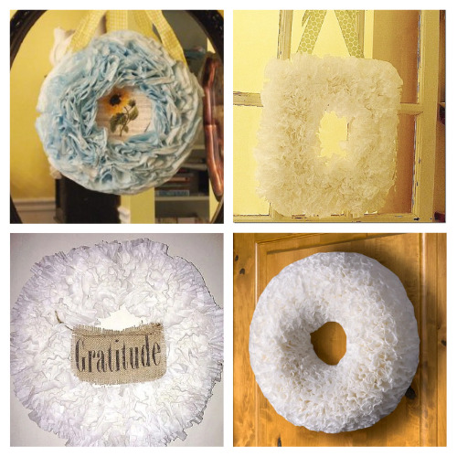 24 Cute Coffee Filter Wreaths- A fun and frugal way to create pretty wreaths for your home is with coffee filters! Here are many cute coffee filter wreaths to inspire you! | #coffeFilterWreaths #wreaths #diyProjects #DIY #ACultivatedNest