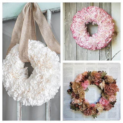 24 Cute Coffee Filter Wreaths- A fun and frugal way to create pretty wreaths for your home is with coffee filters! Here are many cute coffee filter wreaths to inspire you! | #coffeFilterWreaths #wreaths #diyProjects #DIY #ACultivatedNest