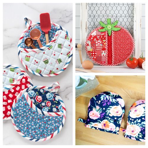20 DIY Oven Mitts and Potholders to Sew- Create a DIY oven mitt or potholder for a gift or quick project! They are simple to make and don't use a lot of supplies! | #DIY #homemadeGift #sewing #diyGifts #ACultivatedNest