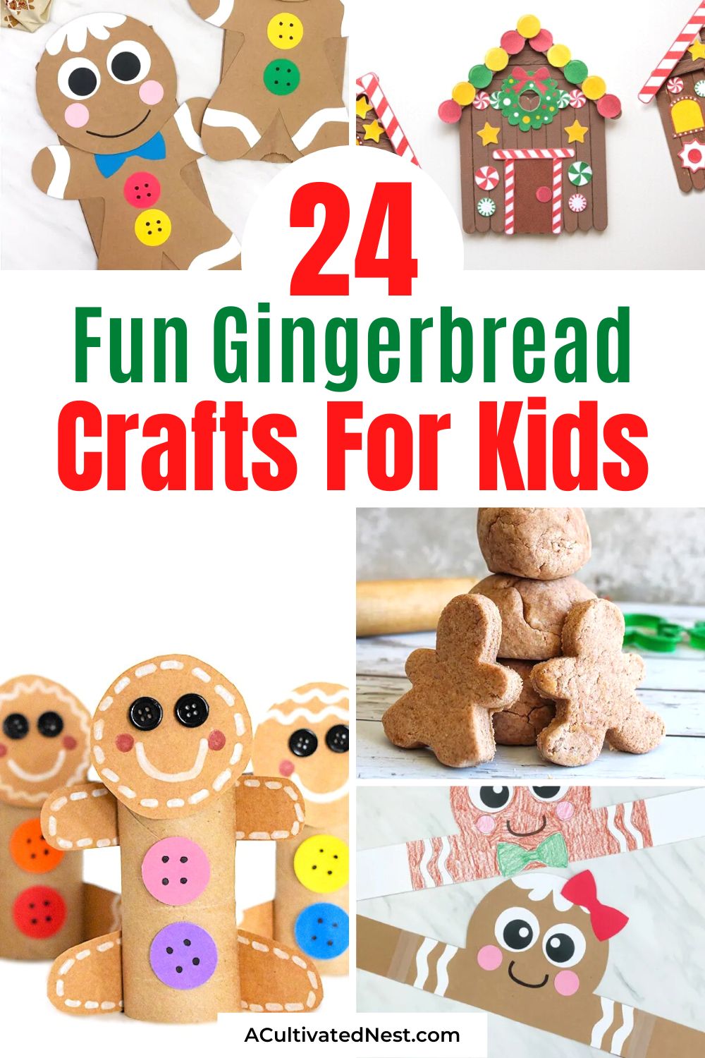 24 Fun Gingerbread Kids Crafts for Christmas- Want some Christmas crafts for your kids to enjoy? Then you'll love these gingerbread kids crafts! They'll have so much fun making gingerbread man and gingerbread house themed crafts! | gingerbread house crafts, gingerbread man crafts, #kidsActivities #gingerbreadHouse #craftsForKids #ChristmasCraftIdeas #ACultivatedNest