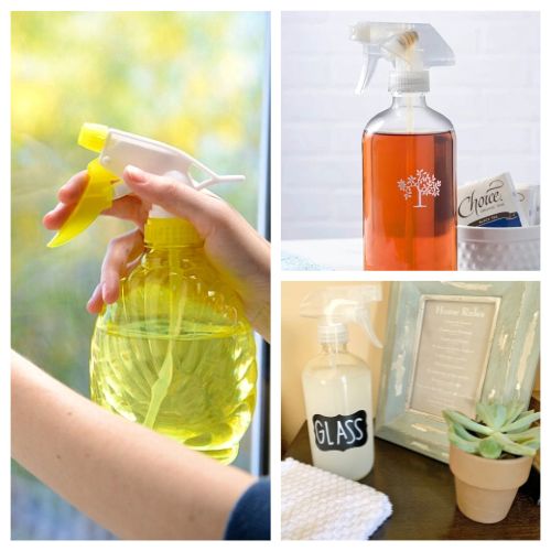 8 Easy DIY Glass Cleaner Recipes- Want to save money on cleaning? Check out this roundup of easy DIY glass cleaner recipes to make your windows sparkling clean on a budget! | #cleaning #homemadeCleaners #diyCleaningProducts #saveMoney #ACultivatedNest