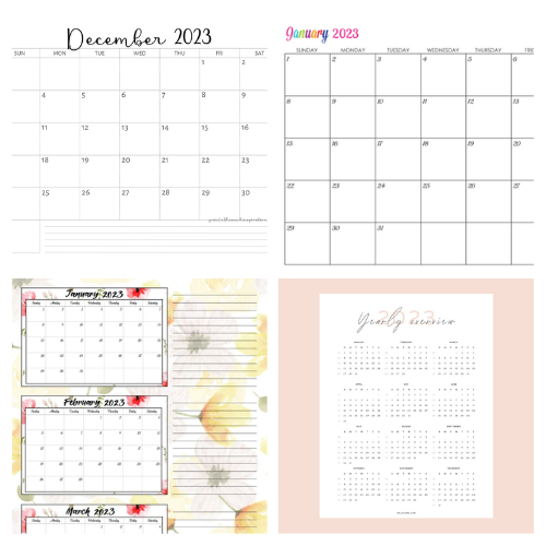 24 Free 2023 Calendar Printables- If you're excited for the new year, then you should print out a new calendar! These free printable 2023 calendars have plenty of space for all your 2023 plans! | free calendar printable, wall calendar printables, desk calendar printables, #freePrintables #printable #printableCalendar #2023Calendar #ACultivatedNest