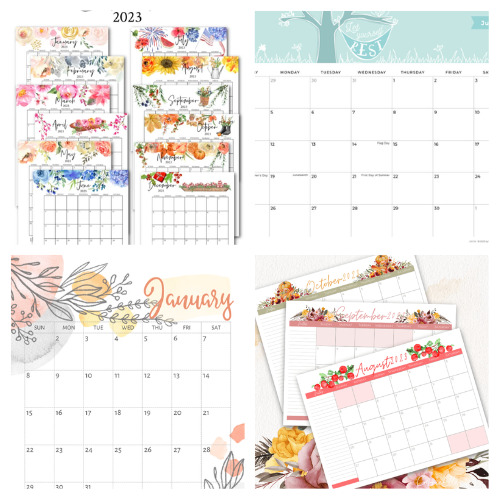 24 Free 2023 Calendar Printables- If you're excited for the new year, then you should print out a new calendar! These free printable 2023 calendars have plenty of space for all your 2023 plans! | free calendar printable, wall calendar printables, desk calendar printables, #freePrintables #printable #printableCalendar #2023Calendar #ACultivatedNest