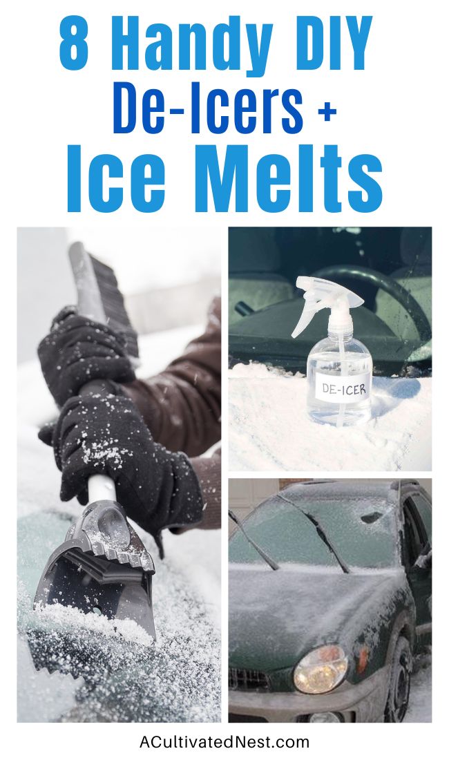 8 Handy DIY De-Icers and Ice Melts- Looking for some DIY de-icers to make these icy winter months easier? Take a look at these easy ideas for homemade ice melt recipes! | how to melt ice, homemade sidewalk ice melt, #winter #iceMelt #DIY #homemadeSolutions #ACultivatedNest