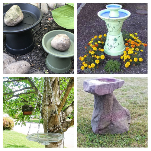 24 Beautiful DIY Bird Baths- Want an enjoyable way to spruce up your backyard and give your feathered friends a treat? Then consider making a beautiful DIY bird bath! | #birdBath #DIY #diyProject #gardenDIY #ACultivatedNest