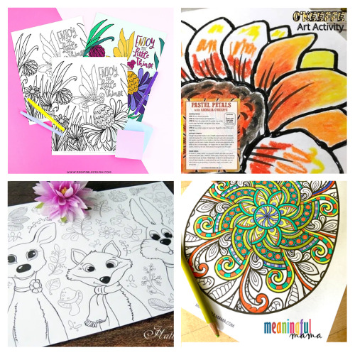 20 Free Printable Spring Coloring Pages- Looking for a fun rainy day activity for the springtime? Check out these free printable spring coloring pages! Featuring cute and whimsical designs like flowers and animals, these coloring pages are perfect for kids and adults! | #freePrintables #coloringPages #coloring #printable #ACultivatedNest