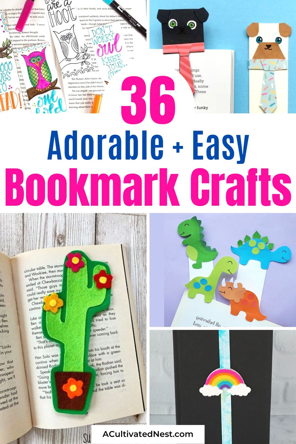 36 Cute Bookmark Crafts- Get ready to add some style to your reading routine with these cute bookmark crafts! With options ranging from colorful paper clips to felt creations, you'll be sure to find a design that speaks to you. | homemade bookmarks, DIY bookmarks, gifts for readers, gifts for book lovers, #crafts #bookmark #DIY #kidsCrafts #ACultivatedNest