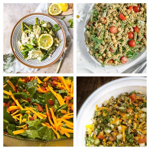  24 recettes de salades printanières faciles - Entrez dans la saison des salades avec ces recettes faciles et délicieuses !  Des légumes verts frais aux légumes vibrants, ces salades sont parfaites pour un déjeuner ou un dîner léger.  |  #springRecipes #saladRecipes #recipes #healthyEating #ACultivatedNest