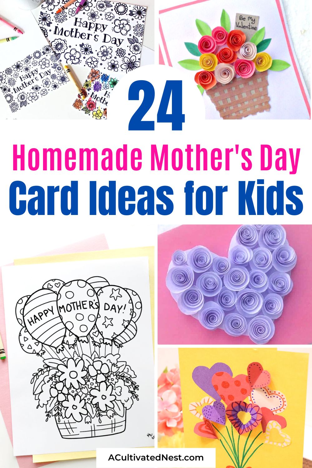 24 Homemade Mother's Day Card Ideas for Kids- Make Mother's Day special with these homemade card ideas for kids! From simple to unique, show mom your love with a handmade card. | #MothersDay #DIYGifts #CraftsForKids #HandmadeCards #ACultivatedNest