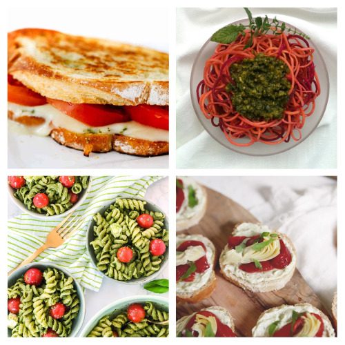 16 Delicious Recipes Using Pesto- There are so many delicious ways to use pesto in a variety of dishes, such as entrees, appetizers, casseroles, and flatbreads! | #recipes #pesto #dinnerRecipes #pastaRecipes #ACultivatedNest