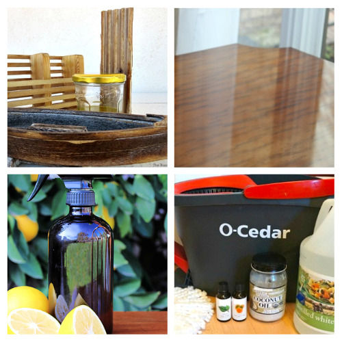 24 DIY Wood Cleaners and Wood Polishes- Check out these fantastic and natural DIY wood cleaners and wood polishes that will revitalize your wooden furniture and floors! Say goodbye to dull finishes and hello to a lustrous shine with these easy-to-make wood care remedies! | how to clean hardwood floors, how to clean wood furniture, #homemadeCleaningProducts #DIYCleaning #DIYCleaningProducts #woodPolish #ACultivatedNest