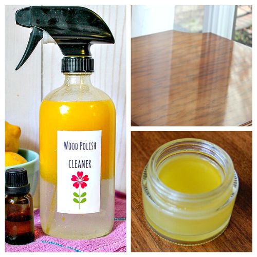 24 DIY Wood Cleaners and Wood Polishes- Check out these fantastic and natural DIY wood cleaners and wood polishes that will revitalize your wooden furniture and floors! Say goodbye to dull finishes and hello to a lustrous shine with these easy-to-make wood care remedies! | how to clean hardwood floors, how to clean wood furniture, #homemadeCleaningProducts #DIYCleaning #DIYCleaningProducts #woodPolish #ACultivatedNest