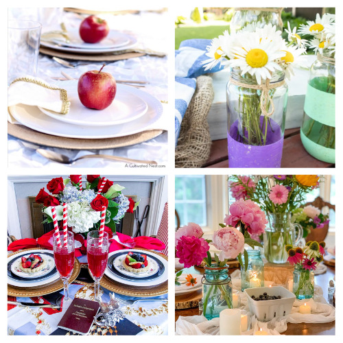 24 Gorgeous Summer Tablescapes- Capture the essence of the sunny season with these inspiring summer tablescapes. Incorporate bright colors, playful patterns, and elements inspired by nature to create visually stunning arrangements and complete the summer vibe! | #tablescapes #summerDecor #frugalDecor #decorating #ACultivatedNest