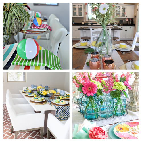 24 Gorgeous Summer Tablescapes- Capture the essence of the sunny season with these inspiring summer tablescapes. Incorporate bright colors, playful patterns, and elements inspired by nature to create visually stunning arrangements and complete the summer vibe! | #tablescapes #summerDecor #frugalDecor #decorating #ACultivatedNest