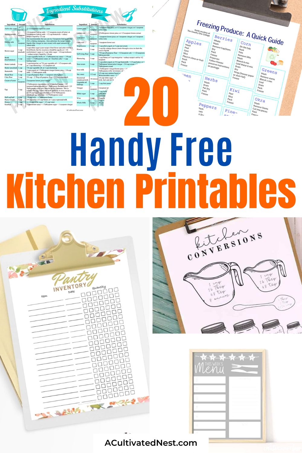 20 Handy Free Kitchen Printables- Discover delightful and FREE printables for your cooking haven. Elevate your meal prep, add flair to your pantry, and stay on top of your kitchen game with these fun and practical designs. | #freePrintables #printable #kitchen #cooking #ACultivatedNest