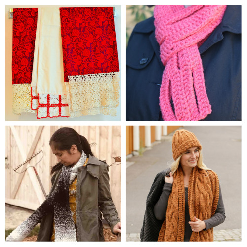 16 Cozy DIY Scarves to Make- Make these DIY scarves by crocheting, knitting, sewing, or upcycling. They'll keep you cozy and fashionable during the cold winter months! | #scarves #crocheting #sewingProjects #knitting #ACultivatedNest