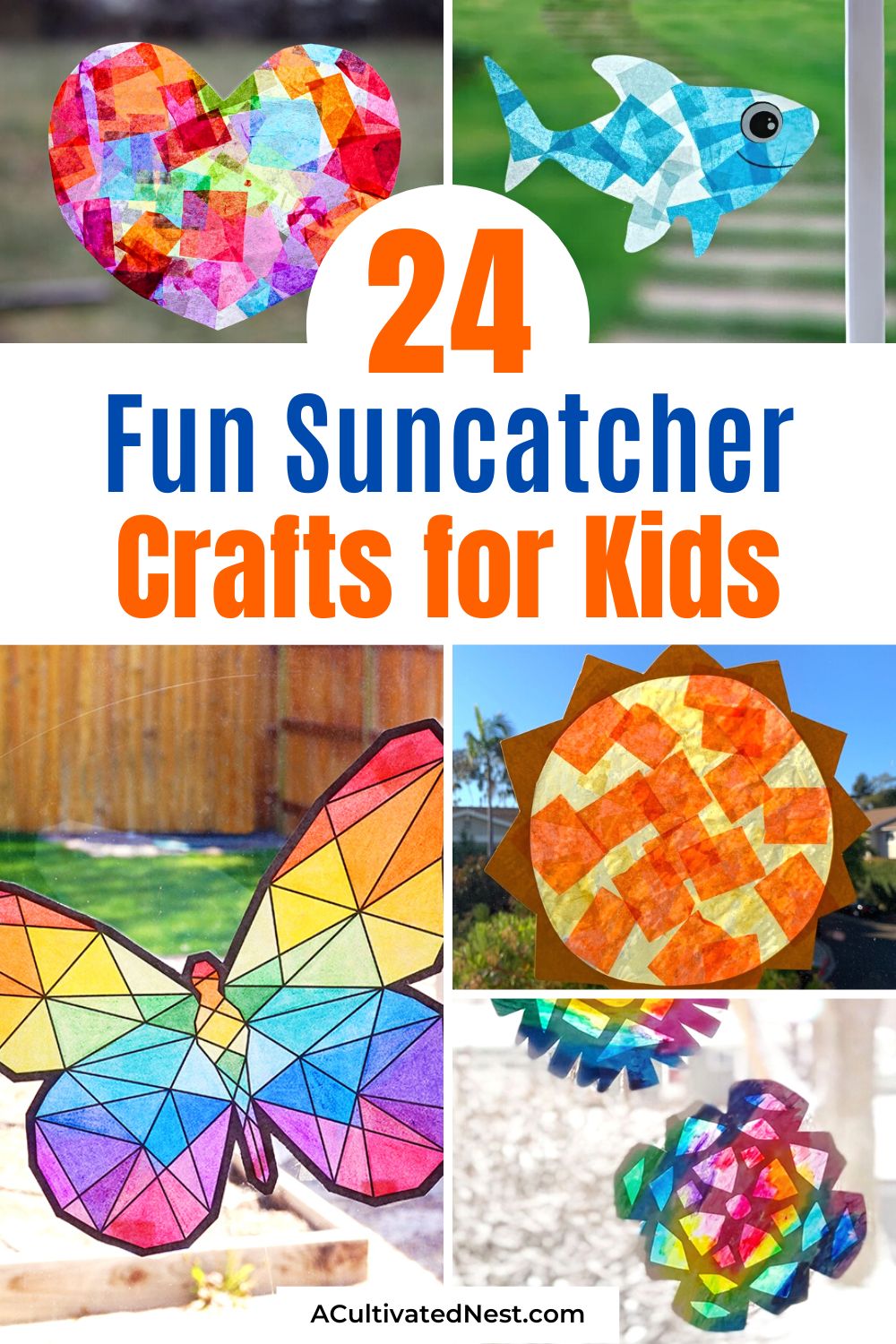 24 Fun Sun Catcher Crafts for Kids- Let your kids' imagination shine through with these joyful sun catcher crafts for kids. From dazzling butterflies to whimsical snowflakes, these crafts are perfect for brightening up any day and creating cherished memories. | #DIYKidsCrafts #SunCatchers #suncatchers #craftsForKids #ACultivatedNest