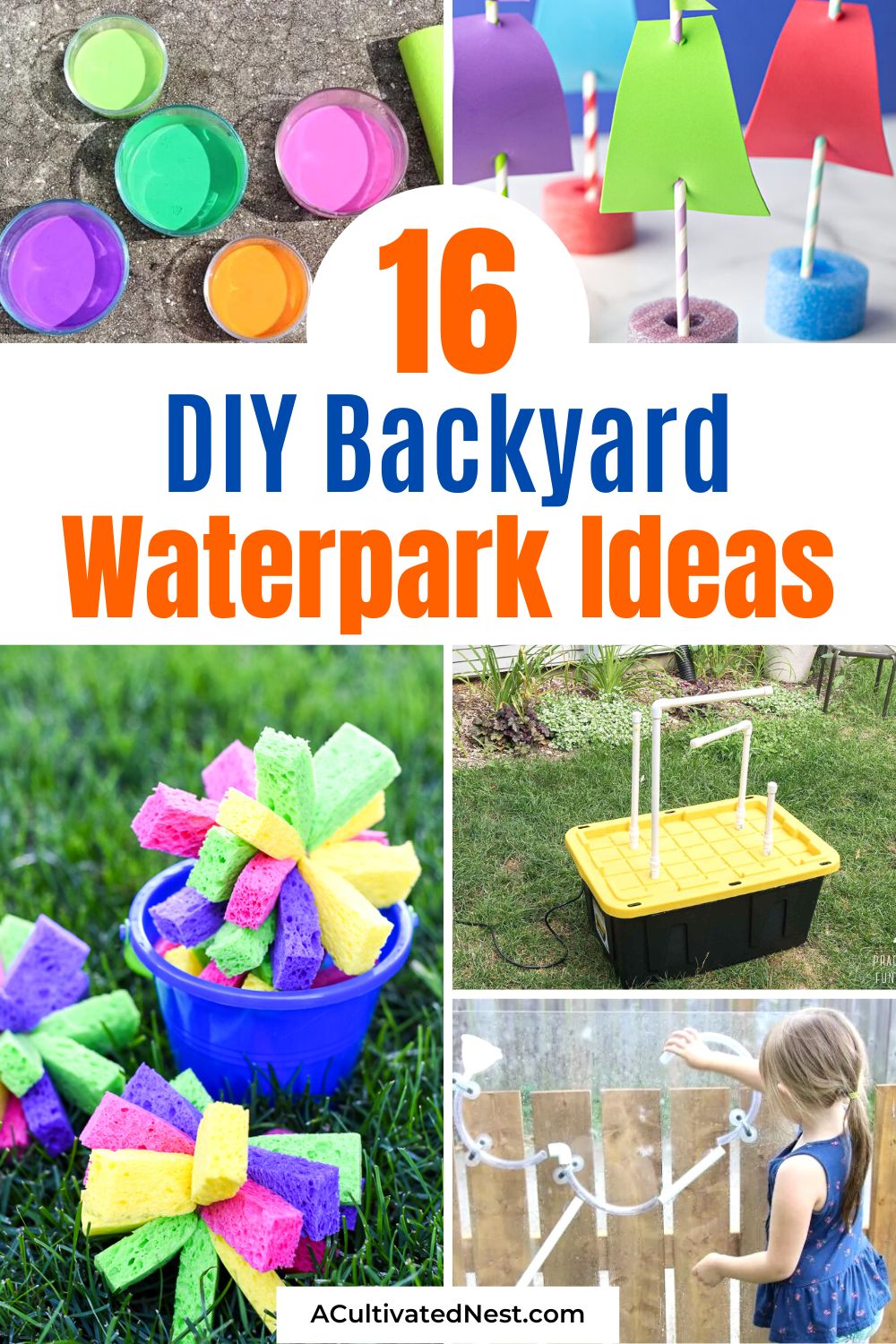 How to Make a DIY Water Park in Your Backyard- Who needs to visit a water park when you can have your own right in your backyard? Explore 16 DIY water park activity ideas to turn your outdoor space into a thrilling water wonderland! | #BackyardWaterPark #DIYSummerFun #OutdoorPlaytime #ActivitiesForKids #ACultivatedNest