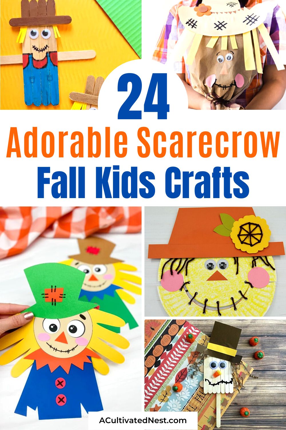 24 Adorable Fall Scarecrow Crafts for Kids- Looking for fun and creative ways to celebrate fall with your kids? Dive into these charming scarecrow crafts designed just for little hands. Embrace the spirit of autumn with these delightful DIY projects! | #FallActivities #ScarecrowCrafts #CraftsForKids #kidsCrafts #ACultivatedNest