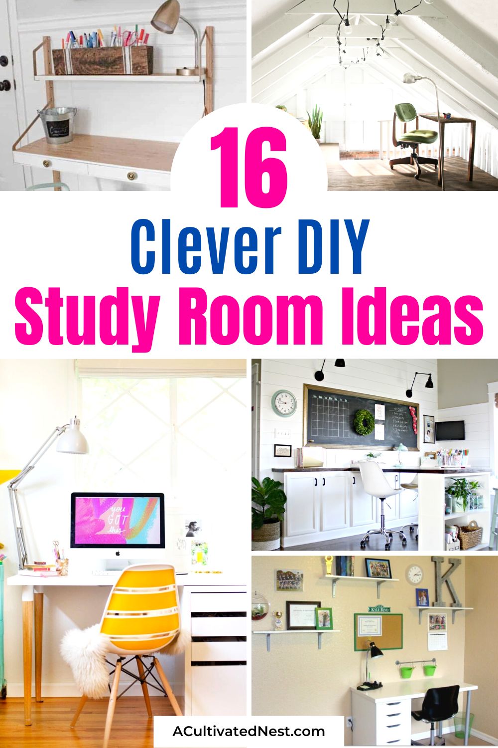 16 Clever DIY Study Room Ideas- Study smarter, not harder! Explore 16 brilliant DIY study room ideas that will elevate your kids' productivity in style. Discover organization hacks, decor inspiration, and more to create a study space that's unique! | #StudyRoomIdeas #DIYDecor #StudySmart #boackToSchool #ACultivatedNest