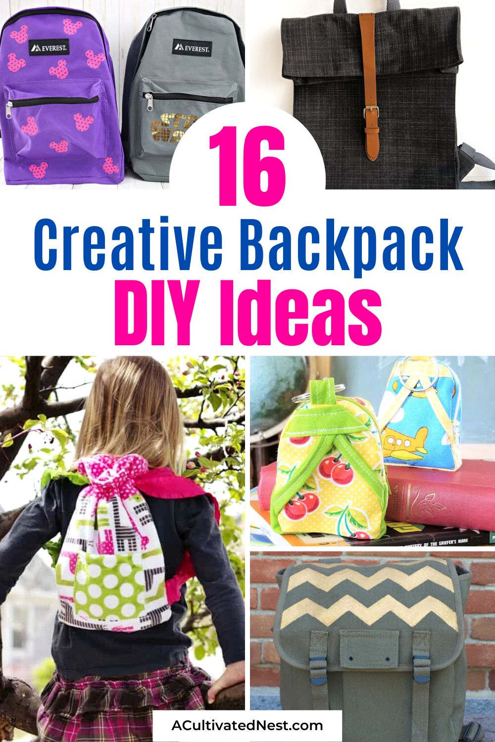16 Creative Backpack DIY Projects- Elevate your backpack game with these creative backpack DIY projects! These crafty ideas will help you transform your backpack into a stylish and personalized accessory! | #BackpackDIY #CraftyProjects #diyProjects #backToSchool #ACultivatedNest