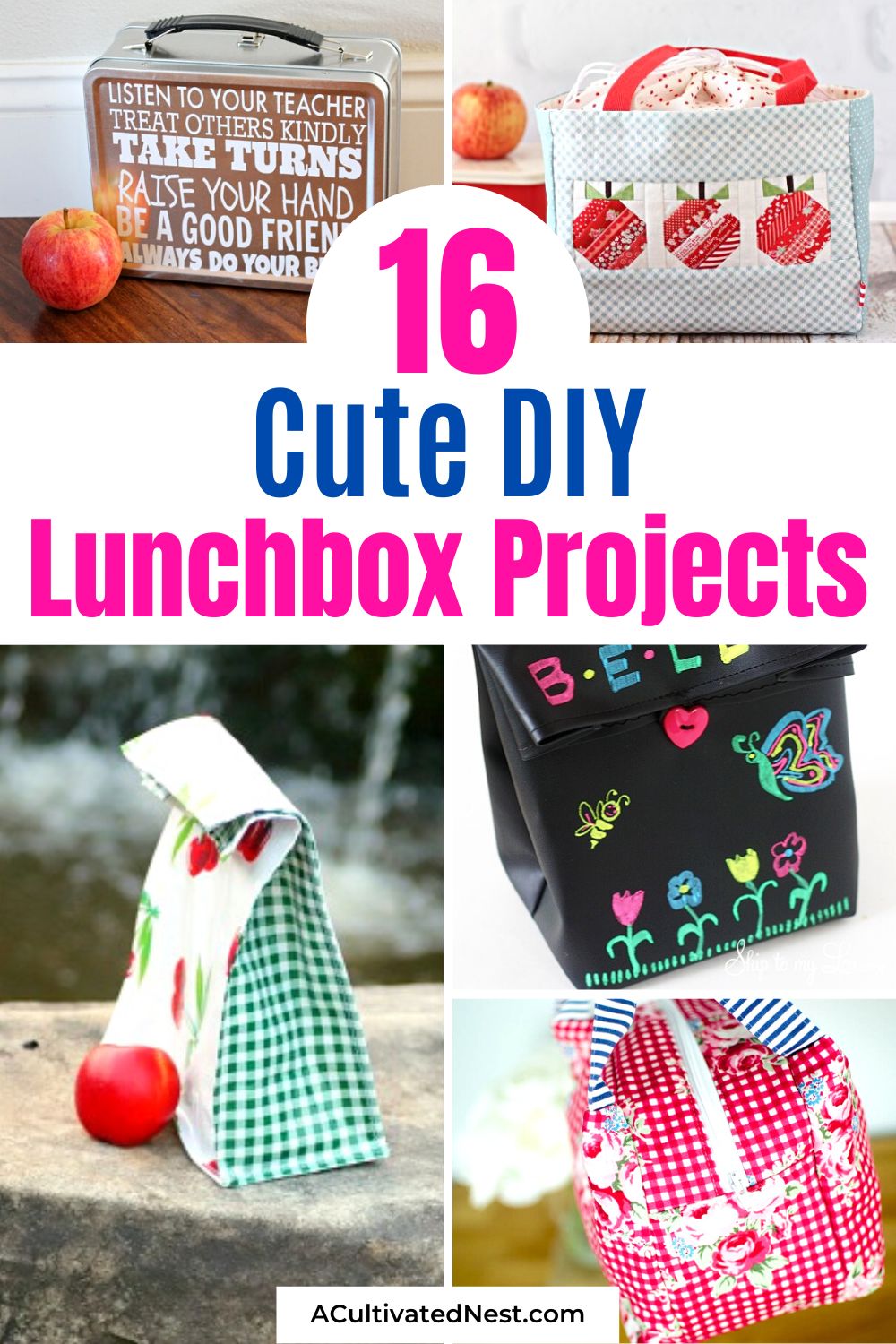 16 Cute DIY Lunchbox Projects- Sew your way to lunchtime delight with these 16 Cute DIY Lunchbox Projects! Whether you're a beginner or an experienced crafter, these charming ideas will make your lunch stand out. Say goodbye to dull lunches and hello to creativity! | #LunchboxCrafts #DIYProjects #lunchboxes #backToSchool #ACultivatedNest