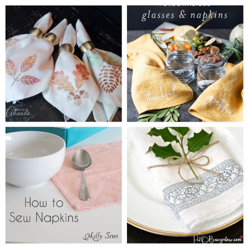 DIY Stamped No Sew Linen Napkins - H2OBungalow