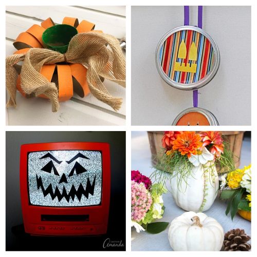 32 Creative Upcycled Pumpkin DIY Projects- Want to decorate with pumpkins, without using actual pumpkins? Check out these ingenious ways to upcycle and repurpose everyday items into frugal pumpkin décor! | #Upcycling #PumpkinProjects #fallDecor #diyProjects #ACultivatedNest