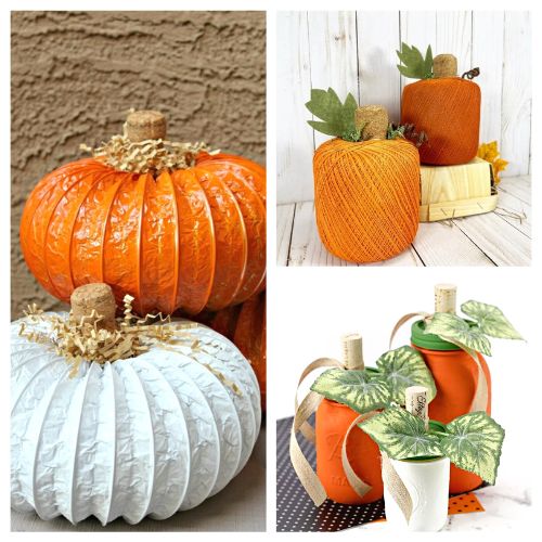 32 Creative Upcycled Pumpkin Projects- Want to decorate with pumpkins, without using actual pumpkins? Check out these ingenious ways to upcycle and repurpose everyday items into frugal pumpkin décor! | #Upcycling #PumpkinProjects #fallDecor #diyProjects #ACultivatedNest