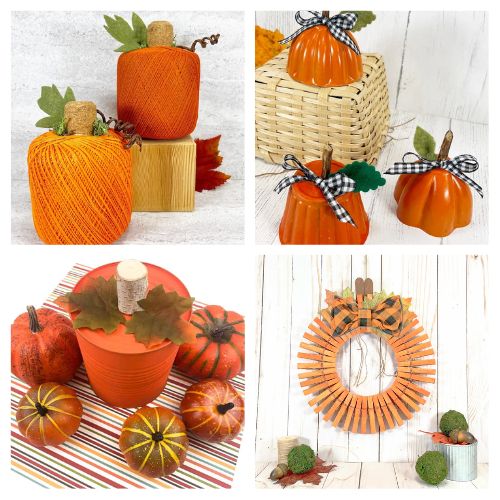 32 Creative Upcycled DIY Pumpkin Projects- Want to decorate with pumpkins, without using actual pumpkins? Check out these ingenious ways to upcycle and repurpose everyday items into frugal pumpkin décor! | #Upcycling #PumpkinProjects #fallDecor #diyProjects #ACultivatedNest