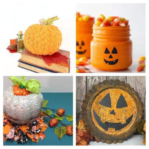 32 Creative Upcycled DIY Pumpkin Projects- Want to decorate with pumpkins, without using actual pumpkins? Check out these ingenious ways to upcycle and repurpose everyday items into frugal pumpkin décor! | #Upcycling #PumpkinProjects #fallDecor #diyProjects #ACultivatedNest