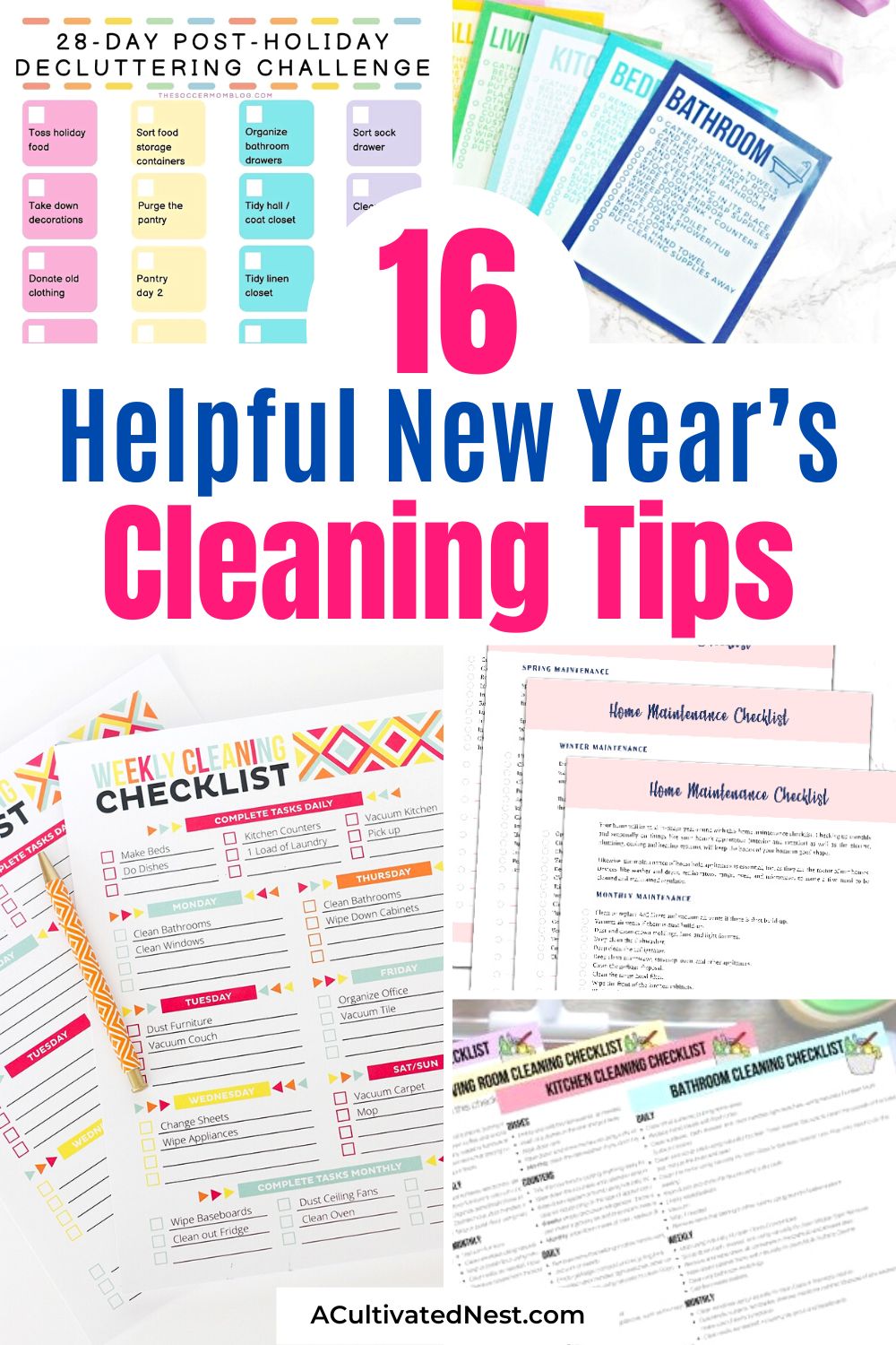 16 Helpful New Year Cleaning Tips- Transform your living space into a haven of cleanliness and order with these New Year cleaning tips. Bid farewell to clutter and welcome a tidier, more peaceful home. Start the year on a clean note and let these tips guide you to a refreshed living space. | #cleaning #organizing #Organization #decluttering #ACultivatedNest