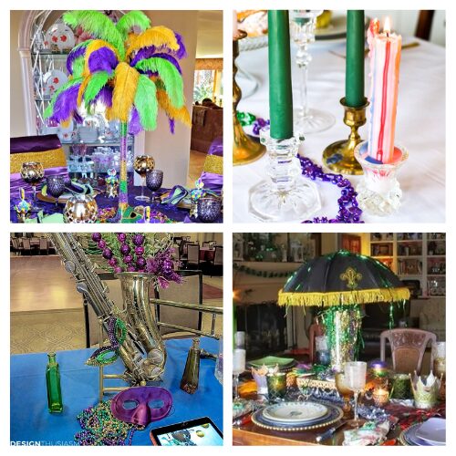16 Beautiful Centerpiece Crafts for Mardi Gras- Bring the vibrant spirit of Mardi Gras to your celebration with these beautiful DIY Mardi Gras centerpieces. From bold colors to festive arrangements, these easy ideas will add a touch of carnival magic to your party. | #MardiGrasDecor #DIYCenterpieces #PartyIdeas #MardiGras #ACultivatedNest