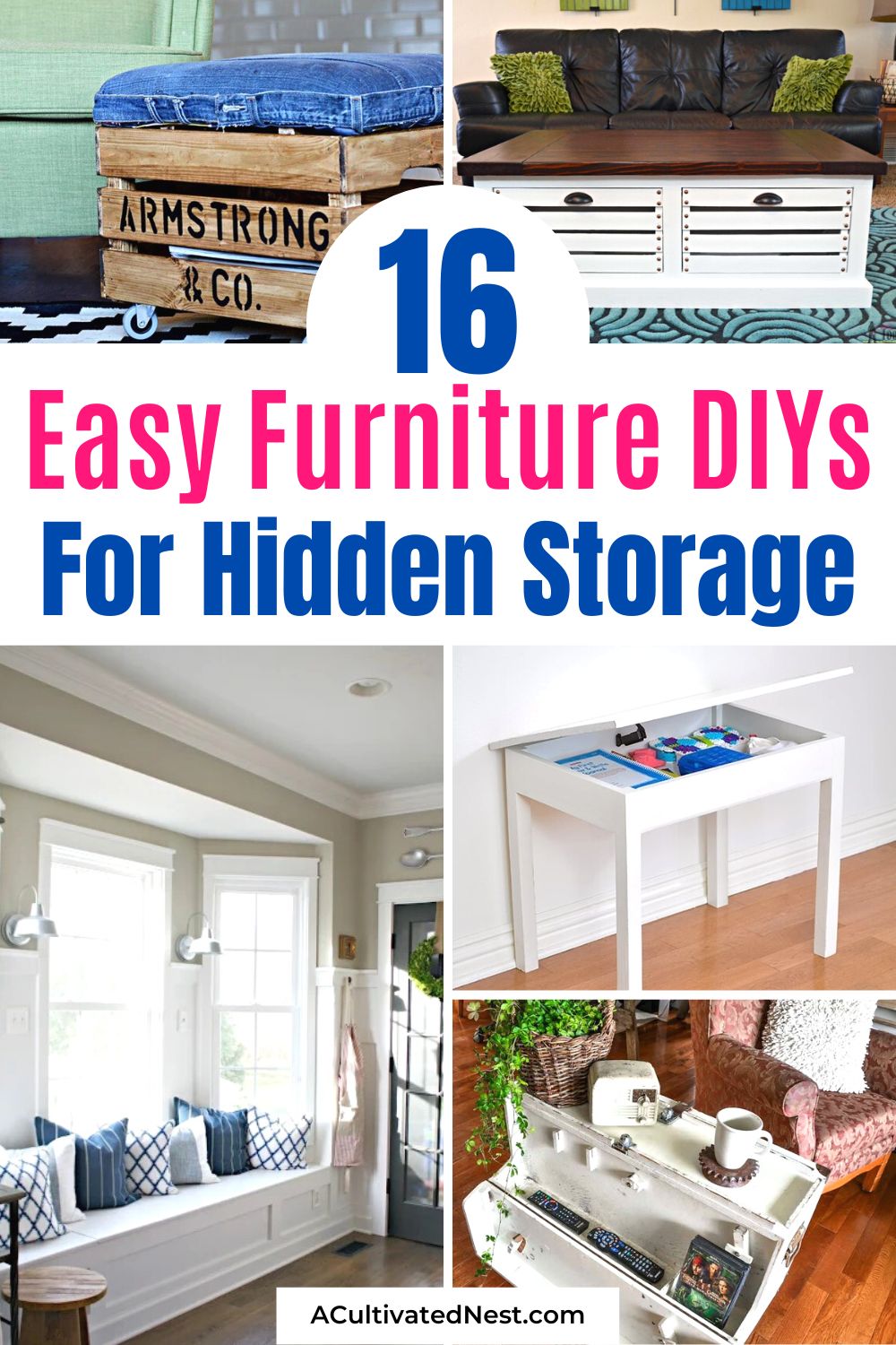 16 Easy Furniture DIYs for Storage- Maximize your space and creativity with our collection of easy furniture DIYs for storage! Whether you're a crafting enthusiast or a DIY beginner, these projects offer practical and stylish storage solutions for every room. Say goodbye to clutter and hello to functional furniture that reflects your personal style. | #StorageIdeas #DIYFurniture #HomeImprovement #organizing #ACultivatedNest