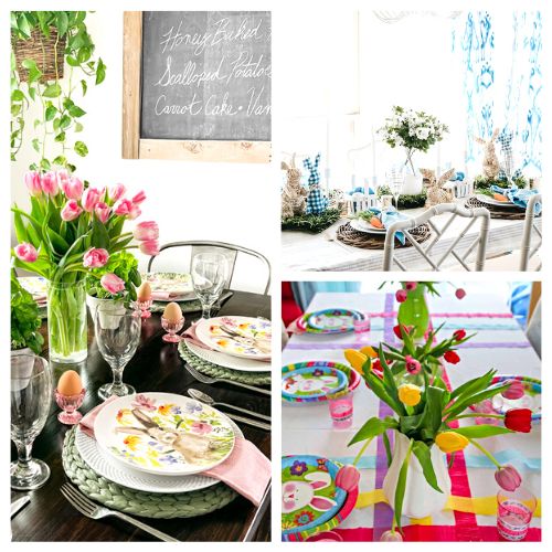 16 Beautiful DIY Easter Tablescape Ideas- Set the scene for an unforgettable Easter gathering with these stunning DIY Easter tablescape ideas! From floral centerpieces to elegant place settings, create a feast for the eyes. | #tablescape #Easter #EasterDecorating #centerpieces #ACultivatedNest