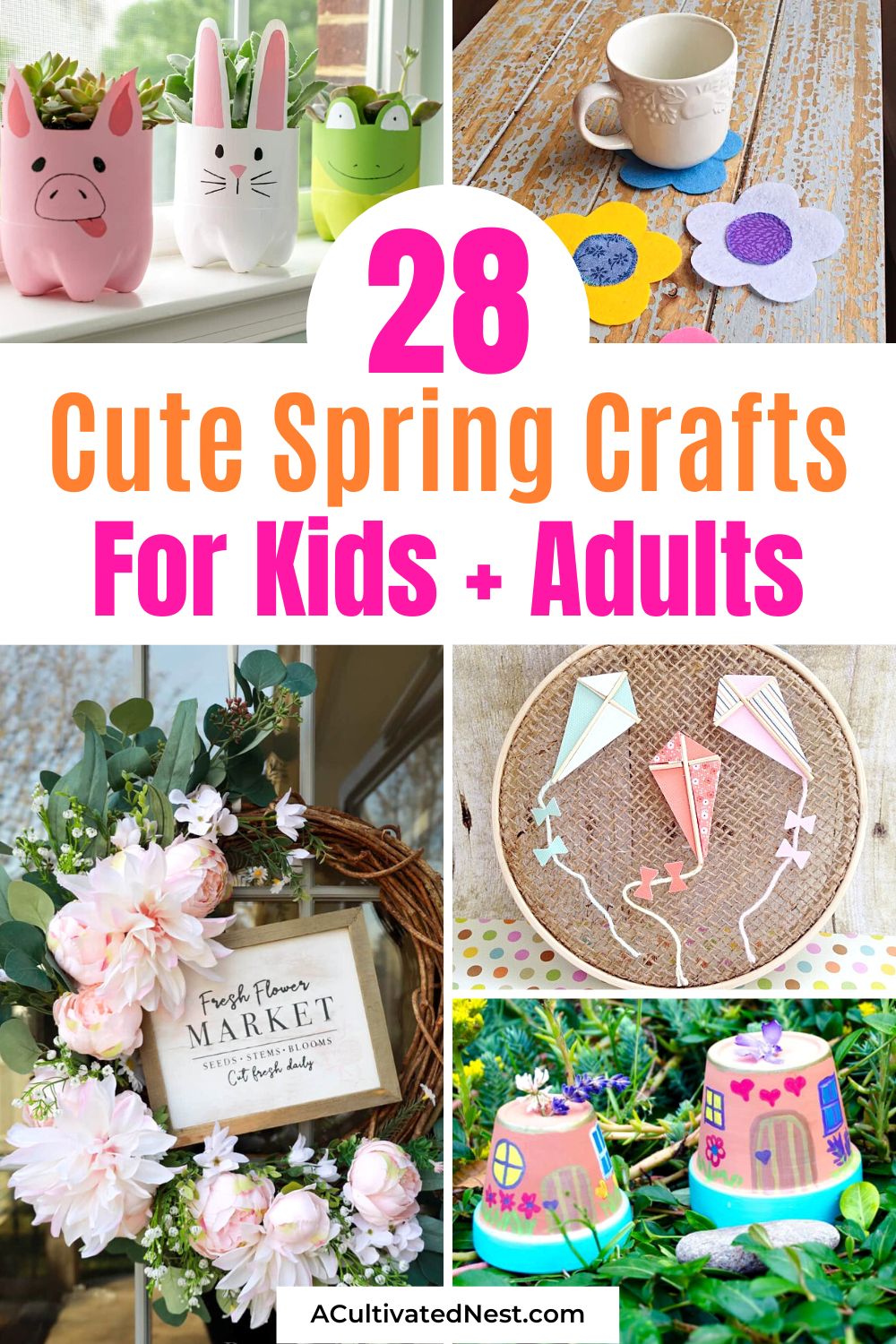 28 Cute Crafts for Spring- Celebrate the season with cute spring crafts! Whether you're crafting with kids or enjoying some solo creativity, these ideas will fill your home with joy and color. | #springCrafts #springDecor #kidsActivities #diy #ACultivatedNest