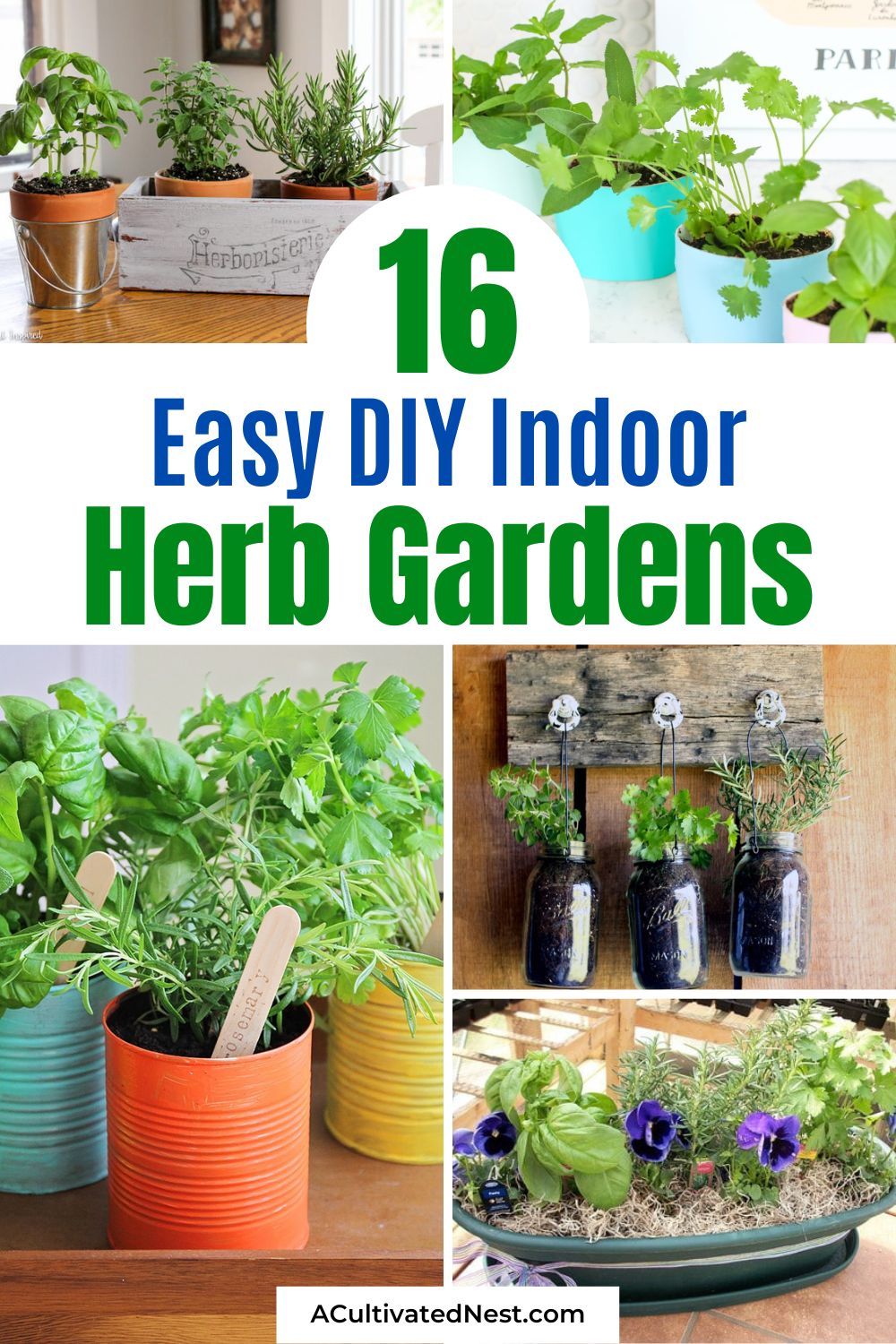 16 Clever Indoor Herb Garden DIY Ideas- Transform your space into a culinary haven with these inventive indoor herb garden DIY ideas! Grow your favorite herbs year-round and elevate your dishes with homegrown freshness. | #indoorGardening #herbs #garden #diyProjects #ACultivatedNest