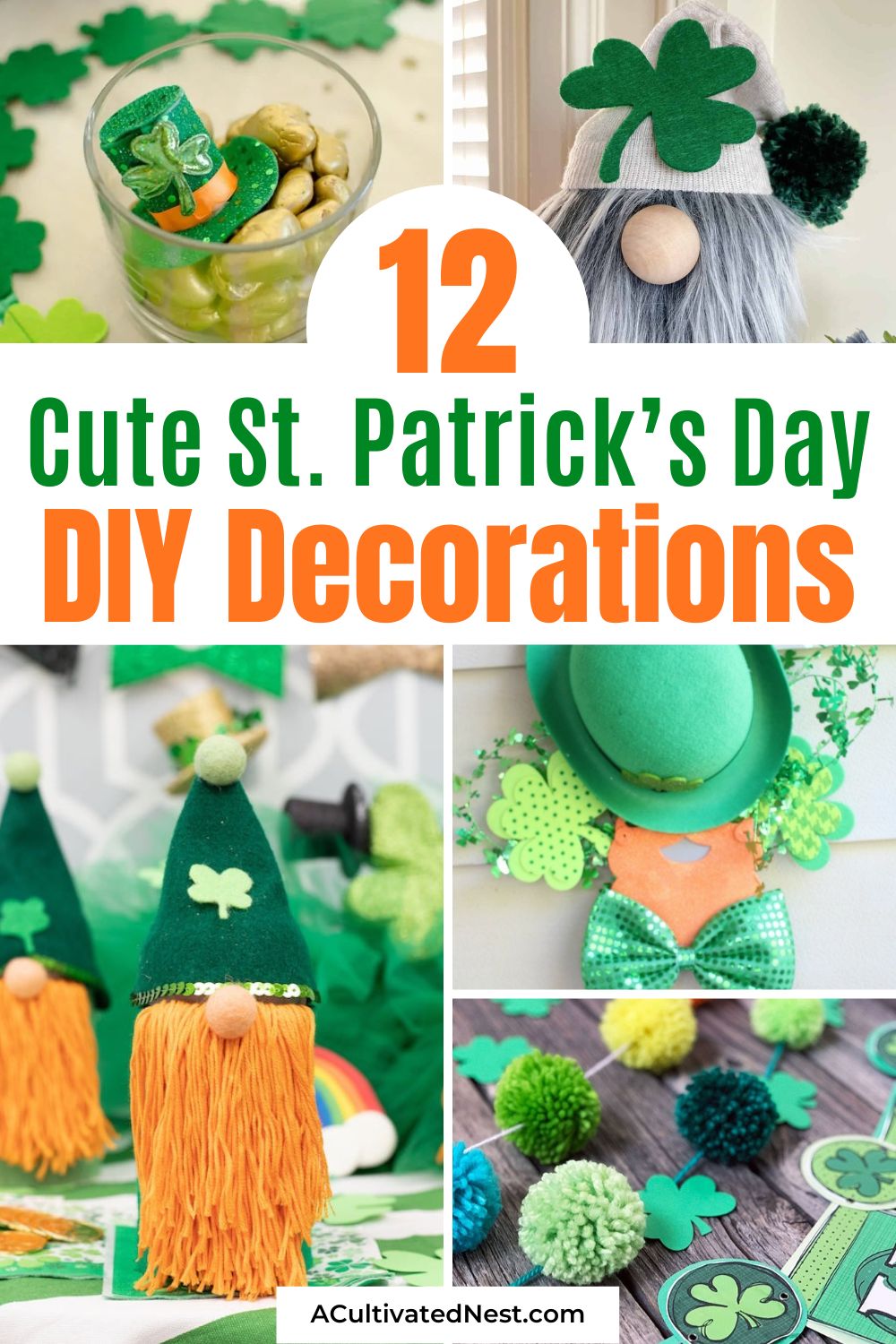 12 Cute DIY St. Patrick's Day Decorations- Bring the luck of the Irish into your home with these charming DIY St. Patrick's Day decorations! From pots of gold to shamrocks, these ideas will make your celebration extra special. | #SaintPatricksDay #StPattysDay #craftIdeas #DIY #ACultivatedNest