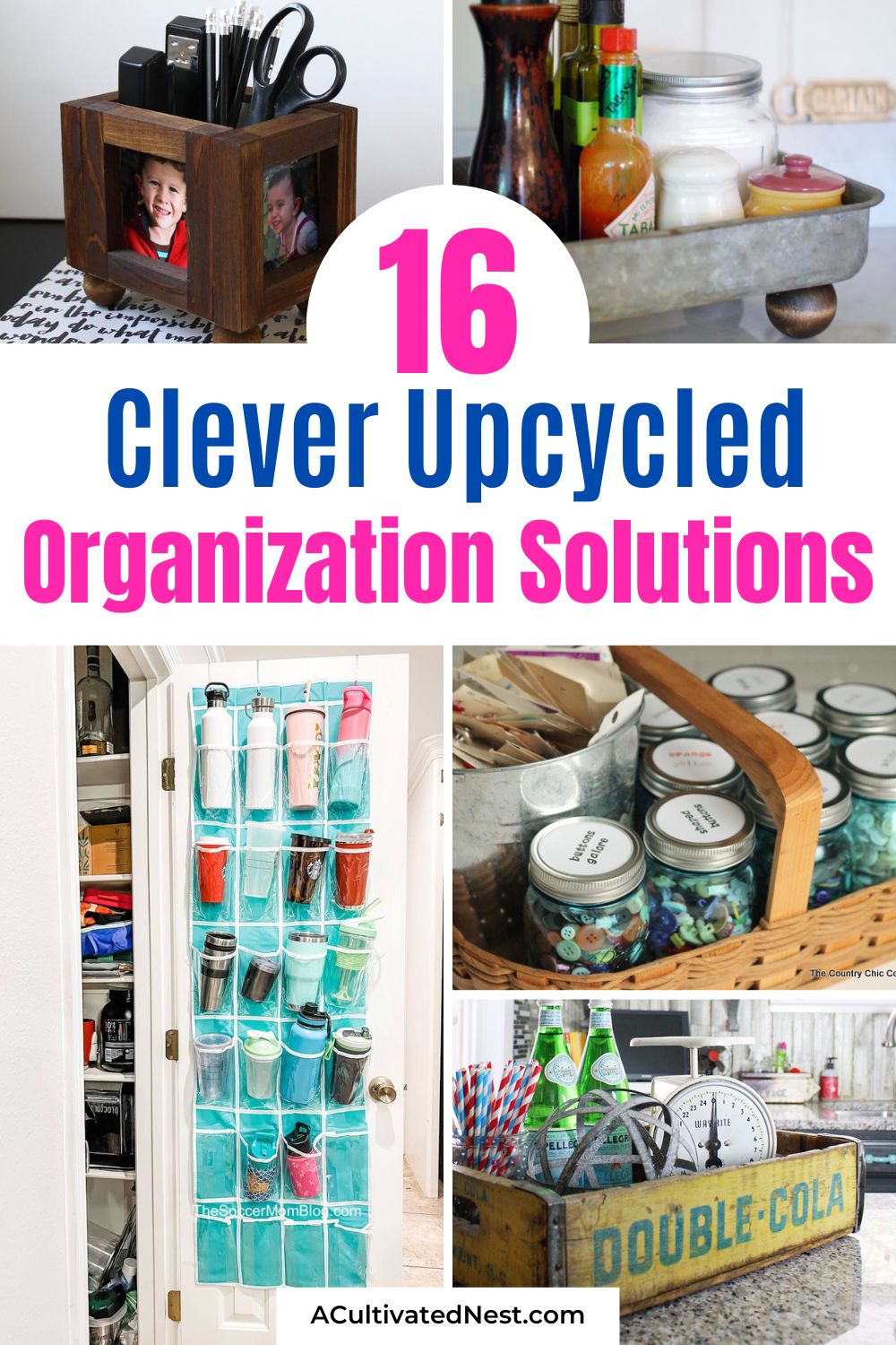 16 Clever Upcycled Organization Solutions- Get inspired to organize on a budget! Dive into ingenious upcycled organization solutions for your clutter. Turn old items into functional storage gems and give your space a fresh, frugal makeover! | #Upcycling #OrganizingHacks #organization #diyProjects #ACultivatedNest