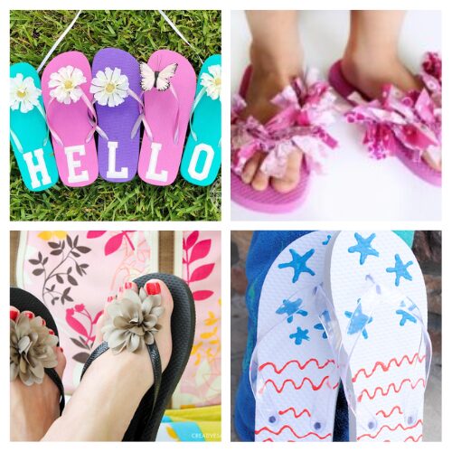 16 Fun Flip Flop Crafts- Get ready for summer with these fun flip flop crafts! Whether you’re upcycling an old pair or personalizing new ones, these DIY projects are perfect for adding a creative touch to your summer decor and summer wardrobe. From decorative wreaths to hand-lettered flip flops, these ideas are great for all ages. | #FlipFlopCrafts #SummerDIY #CraftingIdeas #upcycle #ACultivatedNest
